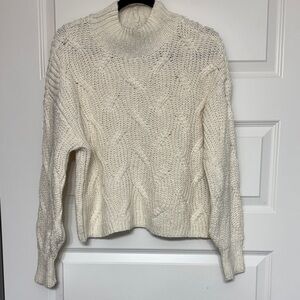 American Eagle Outfitters Cream Cable Knit Mock New Sweater